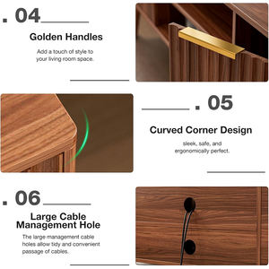 Nu-דקו טלוויזיה לעמוד בסלון באמצע המאה המודרני מרכז הבידור אגוז טלוויזיה קונסולת נלווה ארונות הדלת פתוחים מדפים - Product Image 3