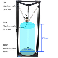 Printer 3D Keramik Tanah Liat Besar 3D Kossel 2Liter+2Liter Barrel TC-900 DIY Kit Filamen 1.75mm Volume Cetak 500x900mm FDM