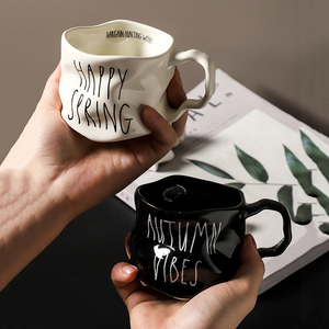New Design Irregular <b>Ceramic</b> Coffee <b>Mug</b> Creative Black White <b>Ceramic</b> <b>Mug</b> for Couples - Product Image 5