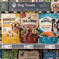Sachets d'emballage pour friandises pour animaux de compagnie lyophilisées, pochettes personnalisées à fermeture éclair pour les collations de chiens et de chats
