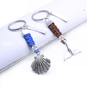Porte-clés artisanal en forme de coquillage, en alliage de zinc, couleur bleu café, souvenir de voyage portable pour la plage, cadeau - Product Image 1
