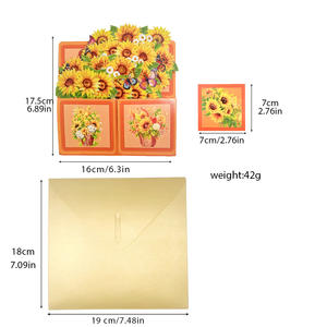 Vente en gros Instagram Pink 3D Flower Bouquet Creative Coated Paper Cartes de vœux - Product Image 5