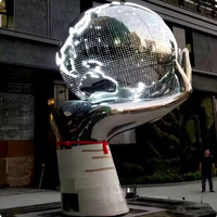 Décoration extérieure personnalisée, grande sculpture en acier inoxydable poli, miroir artistique, globe terrestre en métal, statues