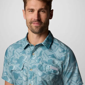 เสื้อเชิ้ตตกปลาพิมพ์ลายปลา ดีไซน์แบบมีรูระบายอากาศ ป้องกันแสงแดด SPF 50 สำหรับทำงาน ออกแบบลายพรางดิจิทัลระดับไฮเอนด์ ติดกระดุม - Product Image 4