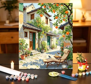 Pinturas al Óleo Digitales Pintadas a Mano, Estilo de Dibujos Animados con Plantas, Flores y Animales para Decoración del Hogar en la Sala de Estar - Product Image 2