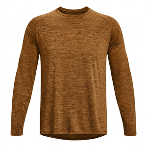 Camiseta de Punto Azul Sólido de Manga Larga de Secado Rápido para Hombre, Corte Regular, Cuello Redondo, Estilo Casual - Product Image 5