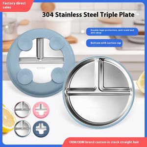Plato de cena de acero inoxidable 304 de grado alimenticio para niños, plato de silicona para bebés, cuenco de succión, Apto para lavavajillas, <span class=keywords><strong>vajilla</strong></span> para bebés - Product Image 2