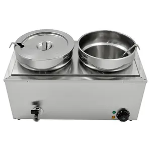 Commercial Kitchen Restaurant Heating Equipment 14L Double Pans Stainless Steel Electrical Buffet Food Warmer Bain Marie Hotpot