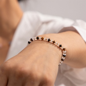 Fine Beaded <b>Chain</b> Jewelry Custom logo <b>Titanium</b> Steel Gold Plated Natural Stone Bracelets - Product Image 4