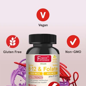 Su misura estratto di B-12 di metile 1000 MCG e metil folato 400 MCG Extra forza Non ogm 100 Tabltes B-12 di metile - Product Image 5