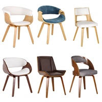 Meubles de Restaurant antique de bonne conception nordique chaises de salle à manger bois de ferme avec pieds en bois cuir moderne du milieu du siècle blanc