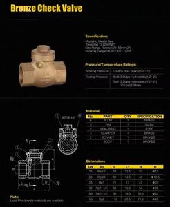 <span class=keywords><strong>Clapet</strong></span> <span class=keywords><strong>anti</strong></span>-<span class=keywords><strong>retour</strong></span> horizontal en bronze à sens unique fileté Marine DN20 <span class=keywords><strong>pour</strong></span> l'alimentation en eau - Product Image 6