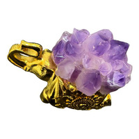 Vente en gros de grappes d'améthyste naturelle, sculptures en cristal d'éléphant, symbole de chance et de protection, ornement de bureau Feng Shui