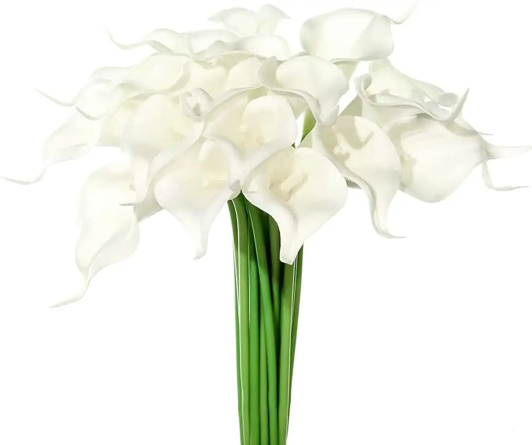 Свадебный букет из натурального латекса для невесты, Свадебный домашний декор, 20 шт. искусственных белых цветов, Калла, белые цветы