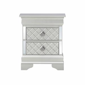Table de chevet argentée champagne avec tiroirs à motif diamanté, meubles de chambre à coucher - Product Image 4