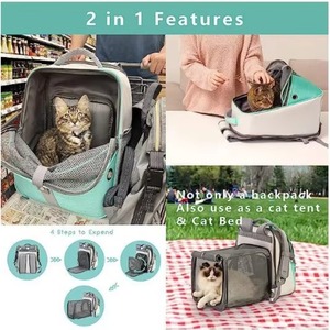 Mochila transportadora de mascotas con muestra gratuita, expandible, duradera, de malla transpirable, mochila transportadora para gatos y perros pequeños, a prueba de escapes - Product Image 4