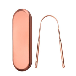 Logo personalizzato oro rosa rame acciaio inossidabile metallo con custodia bambini adulti bambino raschietto per lingua pulitore rame dentale orale Set - Product Image 2