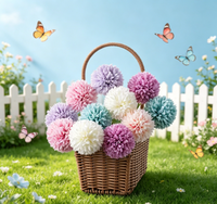 Bola Pompom Bunga Kamelia Sutra Buatan Tangan 50cm untuk Dekorasi Pernikahan, Paskah, Hari Valentine & Thanksgiving