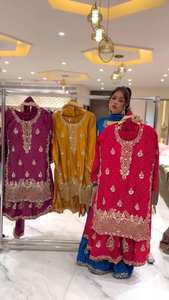 Proveedor Indio, Diseño Elegante, Hermoso Sharara Palazzo Salwar Kameez de Diseñador de Moda, Georgette Sintética Pesada con Bordado - Product Image 4