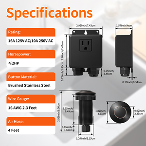16A 125VAC 10A 250VAC Bồn Rửa Nhà Bếp rác thải xử lý Kit Đen chải thép không gỉ dài chuyển đổi không khí với chúng tôi 3 prong cắm - Product Image 2