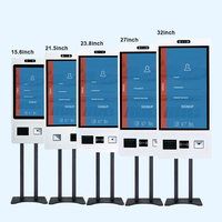 Kiosco de Pago POS para Interiores con Pantalla Táctil LCD 4K de 22 Pulgadas, Reconocimiento Facial, Diseño de Metal y Vidrio, Habilitado para SDK, Android 11, 128 GB