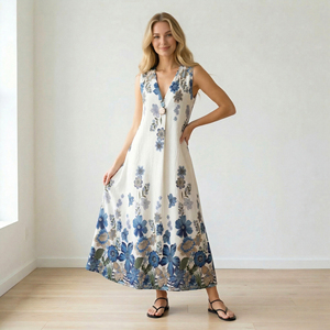 Flowy Boho Maxi Dress with Sleeves - Elegant & Casual Flowy Boho Maxi Dress with Sleeves - Elegant & Casual