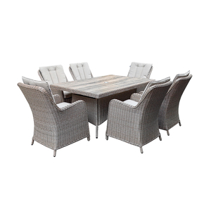 Gran oferta, ocio al aire libre, marco de aluminio, ratán, 6 sillas, juego de comedor, mesa de comedor Rectangular, sillas para usar, muebles de exterior calientes - Product Image 6