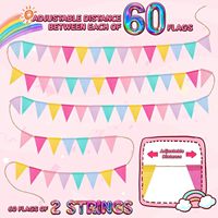 Guirlande de fanions triangulaires en satin imitation toile de jute Bashida, 120 drapeaux/72 pieds, décorations de fête d'anniversaire en plein air, pastel