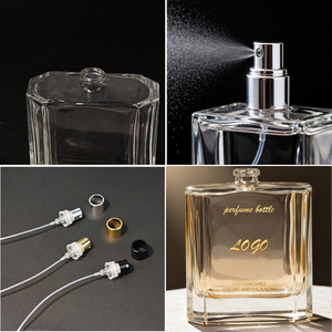 Botella de Perfume de Vidrio Personalizada con Pulverizador, Botella de Perfume Vacía Cuadrada Transparente de Lujo de 50 ml y 100 ml - Product Image 4