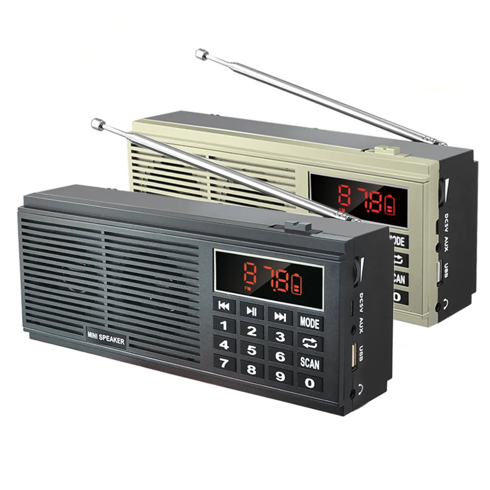 L-518 Super Bass Stereo portabel Radio AM/FM dengan TF USB AUX LED Display 2*1200mAh baterai isi ulang