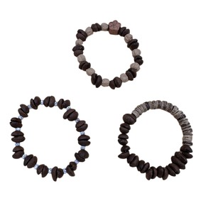 Pulsera Unisex Hecha <span class=keywords><strong>a</strong></span> Mano Estilo Chino para Aniversario, con Granos de Café, Piedras Naturales, Semillas de Maracuyá y Rodajas de Coco Incrustadas - Product Image 1