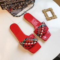 Moins cher femmes décontracté plat été pantoufle dames chaussures et sandales pour Mules luxe pantoufles bout carré Chaussures Pour Femmes