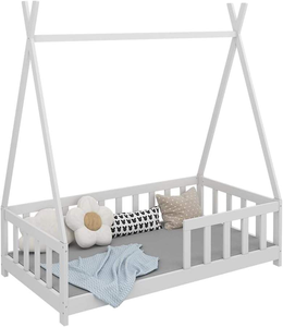 <span class=keywords><strong>Letto</strong></span> Moderno Bianco per Bambini Misura Completa 80 X 160 cm in Legno Massello con <span class=keywords><strong>Protezione</strong></span> Anticaduta - Product Image 5
