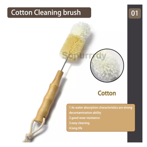 Brosse de nettoyage de bouteilles en bois à long manche avec logo personnalisé, poils en sisal, écologique et biodégradable, design moderne et flexible - Product Image 5