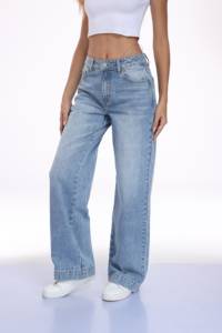 Jeans en denim à jambes larges pour femmes, lavage vintage, décontracté, avec des moustaches, pantalon pour femmes - Product Image 6