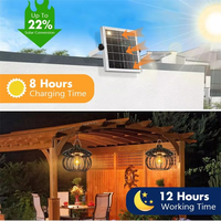 Lampes suspendues solaires à panneau séparé, télécommandées, lumière chaude, LED extérieures pour plafond, jardin, patio, gazebo, grange, garage