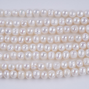 Perles d'eau douce naturelles en gros, 6-7 mm, bande courte perforée, semi-finies, fil de 1,4 mm, grand trou, collier DIY, perles en vrac - Product Image 2