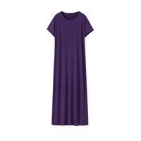 Robe longue d'été élégante pour femme, à manches courtes, avec poches, robe décontractée unie, robe trapèze grande taille pour femme