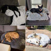2024 usine moderne nouveau design en peluche rectangle lit pour animaux de compagnie anti-anxiété tissu écologique lavable chien canapé-lit pour grands chiens