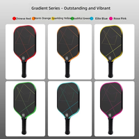 Raquette de pickleball en fibre de carbone T700 tissée mate à haute friction, dégradé clair, avec balles et sac de rangement