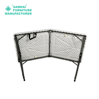 Table pliante professionnelle blanche SK-ZDZ-E003, 6 pieds, en plastique HDPE rectangulaire, portable pour les événements de jardin, le camping, avec pieds en acier