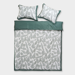 Bajo MOQ OEM 100% poliéster Natural lujo verde Jacquard recortado hoja patrón edredón conjunto con diseño de borde - Product Image 2