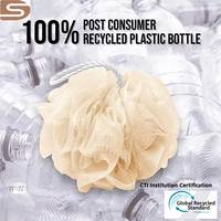 Éponge de bain en filet écologique certifiée GRS, en forme de fleur, fabriquée à partir de bouteilles en plastique recyclées, pour gommage et bain moussant