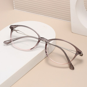 Gafas de lectura TR de metal para mujer 6015, color gris, forma ovalada, elegantes, ligeras, lentes transparentes - Product Image 1
