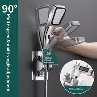 Support de Douche Mural en Chrome Non Perforé Réglable à Plusieurs Niveaux Base Fixe Universelle Auto-Adhésive