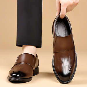 Mocassins en cuir à enfiler pour homme, bout rond, semelle extérieure en caoutchouc antidérapante, chaussures décontractées et confortables pour affaires et mariages - Product Image 4