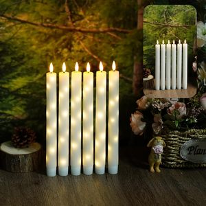 Bougie électrique sans flamme à piles, effet flamme vacillante, 20 cm de long, en cire véritable, avec télécommande - Product Image 2