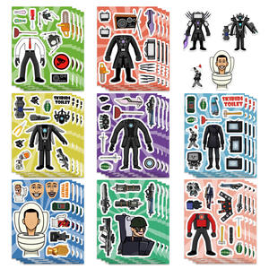 8 autocollants de toilette à faire soi-même pour créer un visage, éducatifs pour la maternité et l'éveil, puzzle en plastique, décoration de fête d'anniversaire - Product Image 3