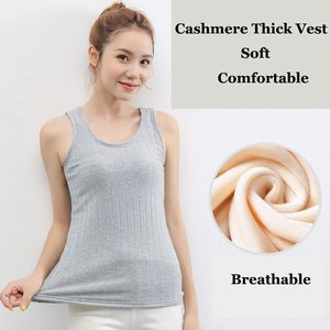 Women's Fleece Lined Tank <b>Top</b> Thermal Skinny Underwear <b>Tops</b> Breathable Knitted Cotton Spandex Bamboo Fiber - Product Image 4