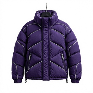 <b>Men's</b> <b>Purple</b> Color Puffer Jacket Winter Coat Stand Collar Zip Up Outdoor Streetwear Custom Private Label OEM ODM - Product Image 1